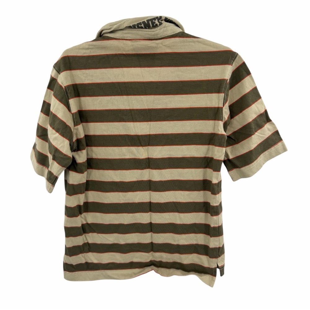 Walt Disney World Mickey Striped Brown Polo Short Sleeve Shirt Size Small Kids - Picture 2 of 6